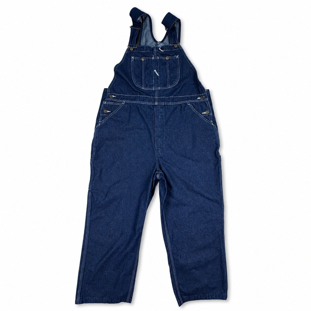 Roebucks Men's Denim Overalls Vintage Workwear Blue Bib Indigo Adjustable Straps